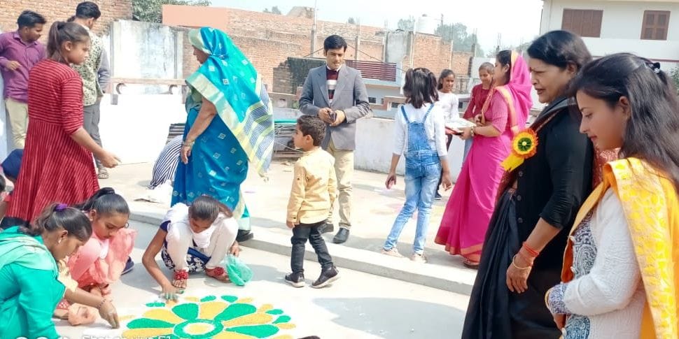 Kaushiki, Annapurna and Mahima were the first in Rangoli competition