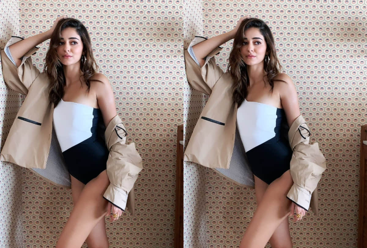 ananya pandey latest photos wearing pink short skirt with crop top