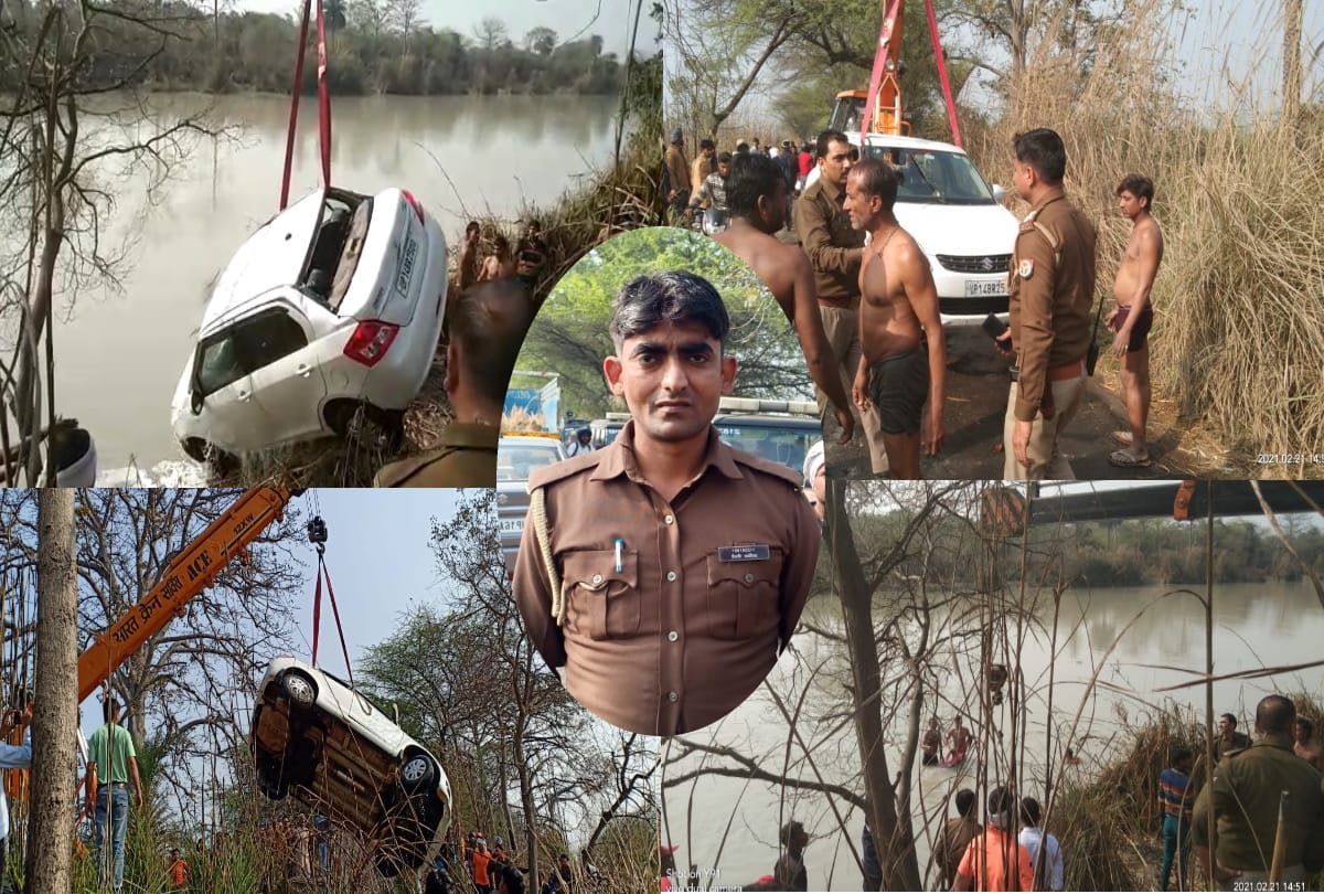 car floated for 200 meters after falling into canal in ghaziabad see photos
