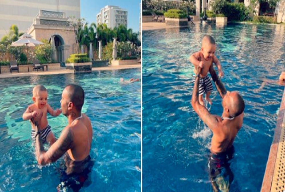Hardik Pandya enjoy with his son poolside pics viral on social media