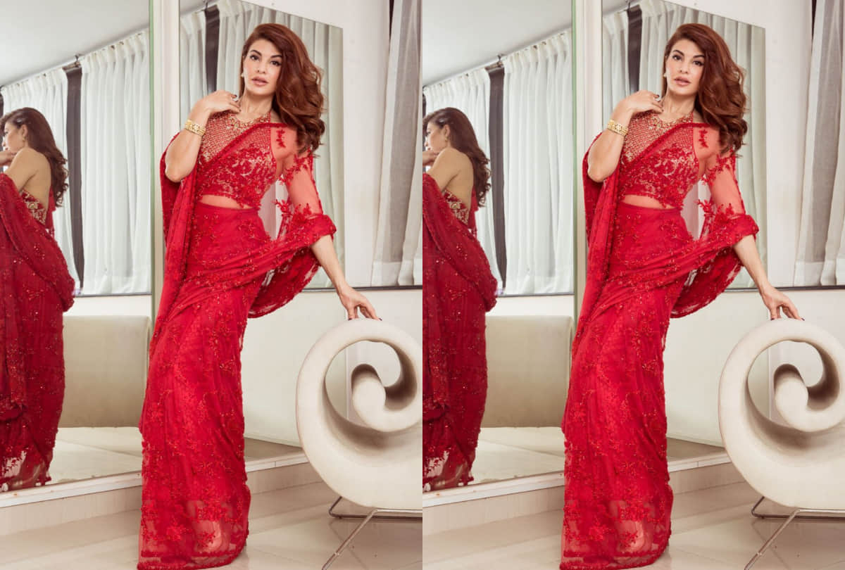 jacqueline fernandez throwback pic in red saree perfect for next party
