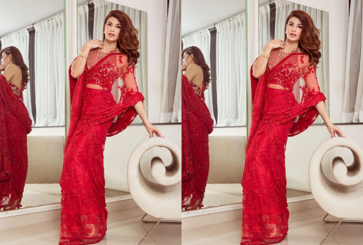 jacqueline fernandez throwback pic in red saree perfect for next party
