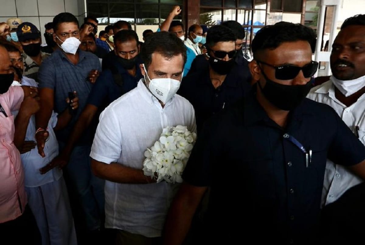 Congress leader Rahul Gandhi arrives at Thiruvananthapuram Airport
