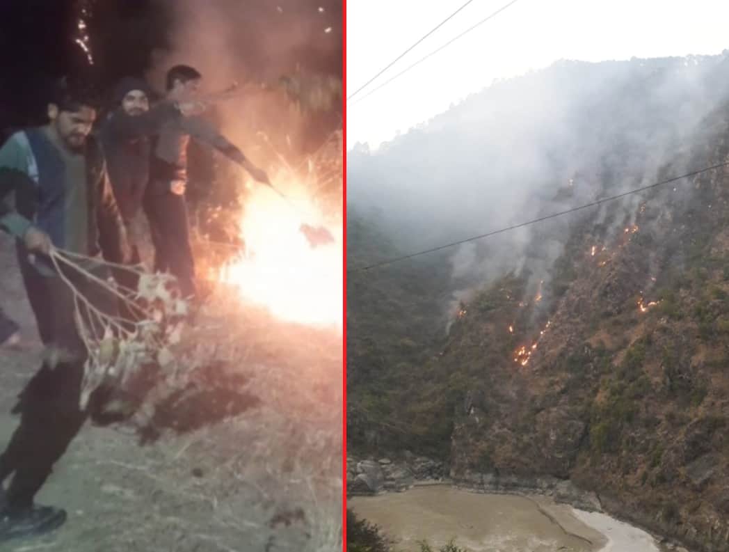 uttarakhand news : fire season, wildfire reaches near school and village in karanprayag