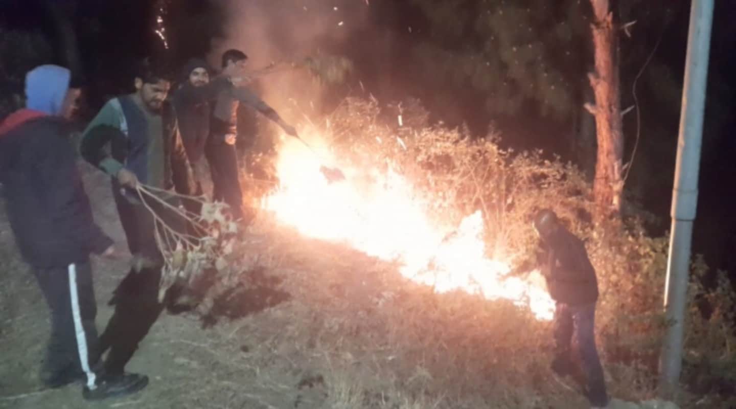 uttarakhand news : fire season, wildfire reaches near school and village in karanprayag