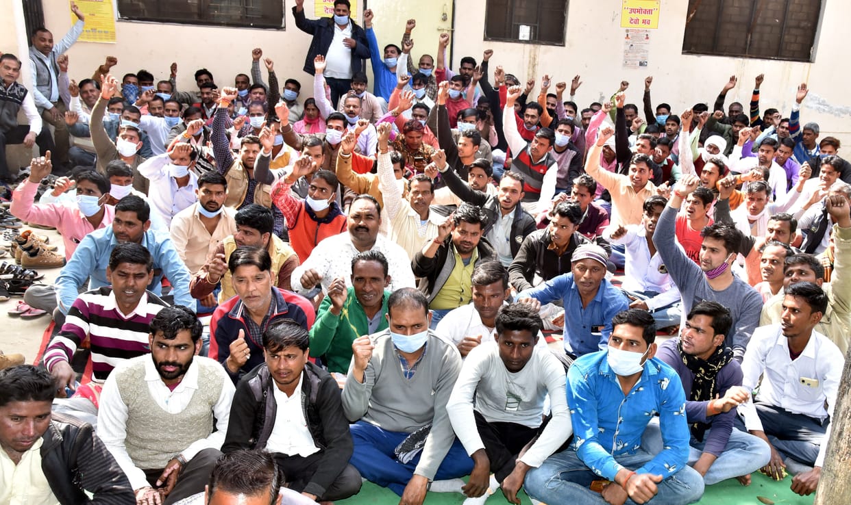 Contract workers  protest for salary