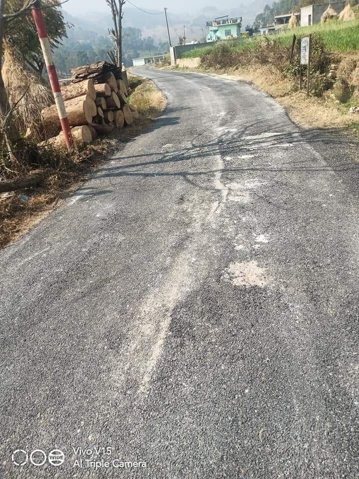 Asphalt of Garuda-Devanai road uprooted in one day