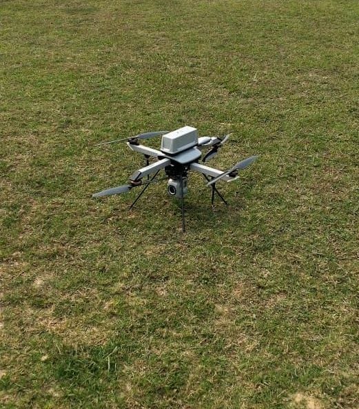 police inspect with drone camera