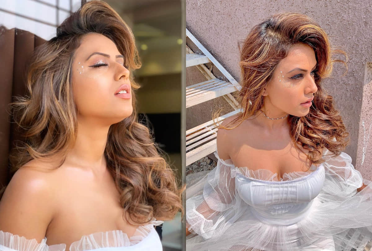nia sharma hot look in white transparent dress promote jamai 2.0