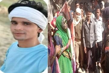 मृतक पवन की फाइल फोटो और मौके पर पहुंचे एसएसपी