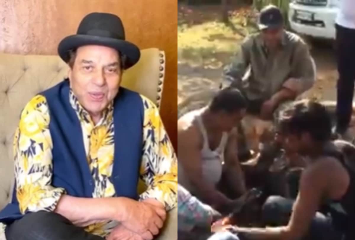 Dharmendra has shared a video of himself with a few workers from his farmhouse