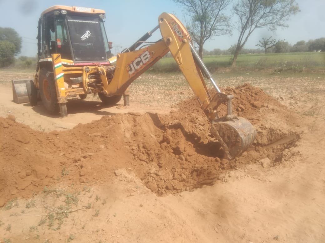 The planner department team dug the road built in illegal colony