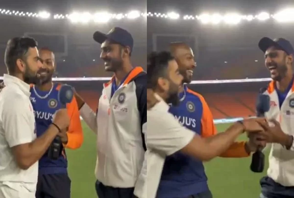 Virat Kohli leaves Axar Patel and Hardik Pandya in splits by praising spinner in Gujarati