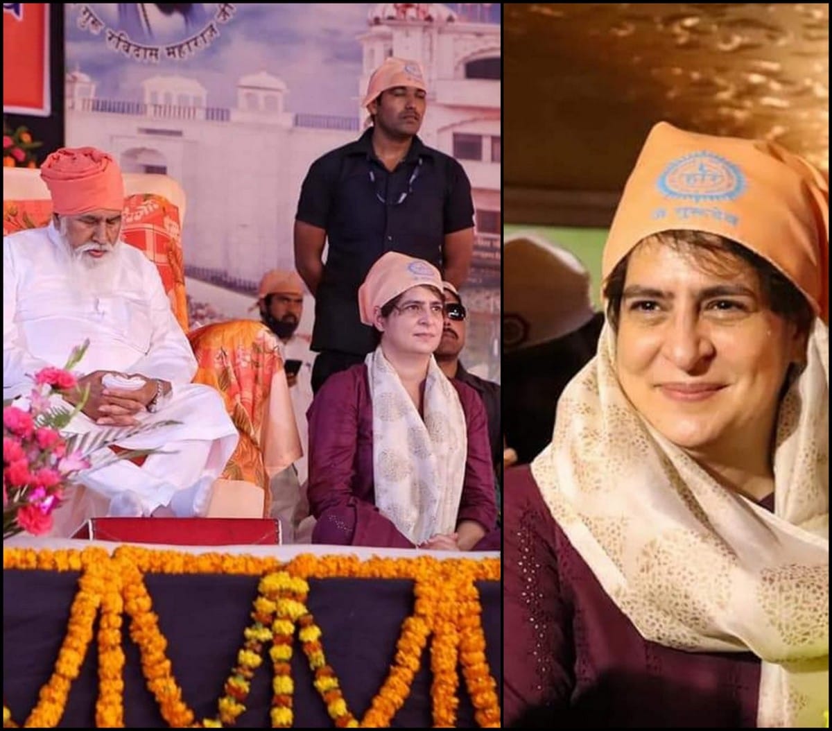 Priyanka gandhi reached varanasi worship in ravidas mandir shirgovardhan varanasi