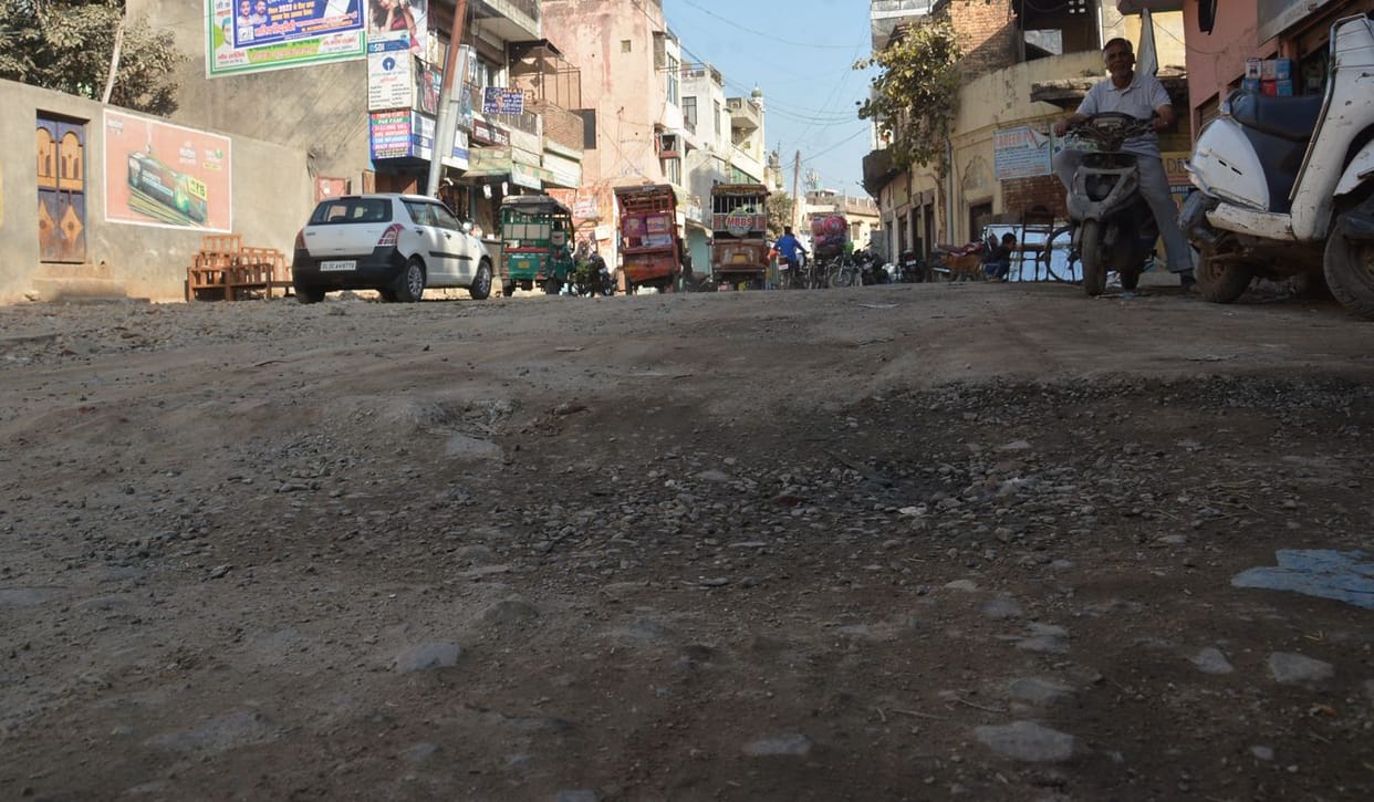 Abkari road became stony