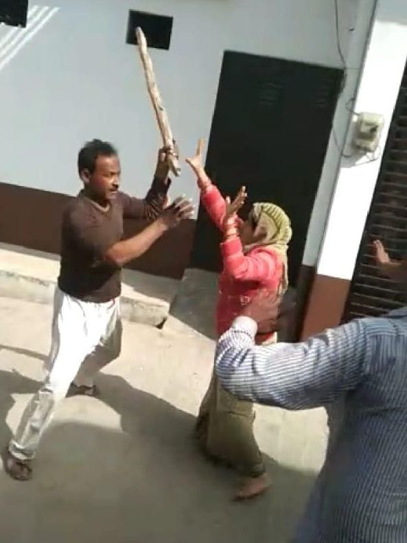 Sticks and poles in front of the combined team of Revenue and Municipality
