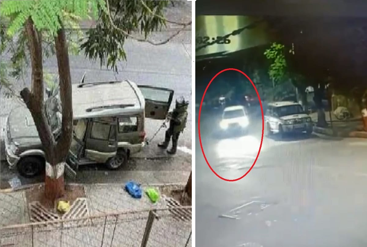 उद्योगपति मुंकेश अंबानी के घर के बाहर खड़ीं संदिग्ध कारें।