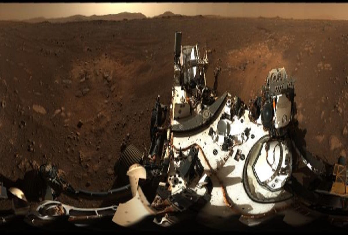 mars perseverance rover land on mars and nasa share a 360 degree panorama image here you see