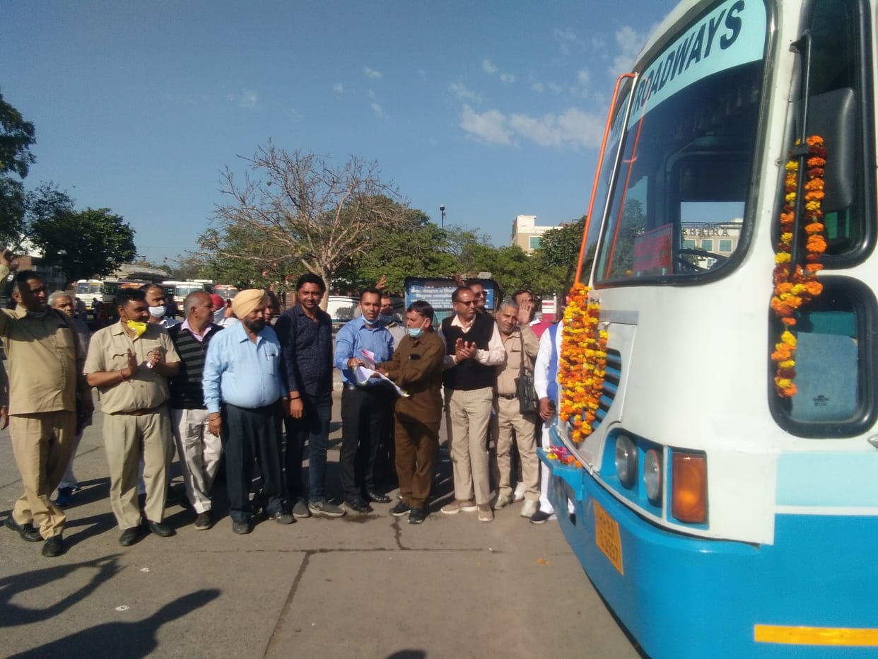 First bus going to Lucknow with 57 passengers
