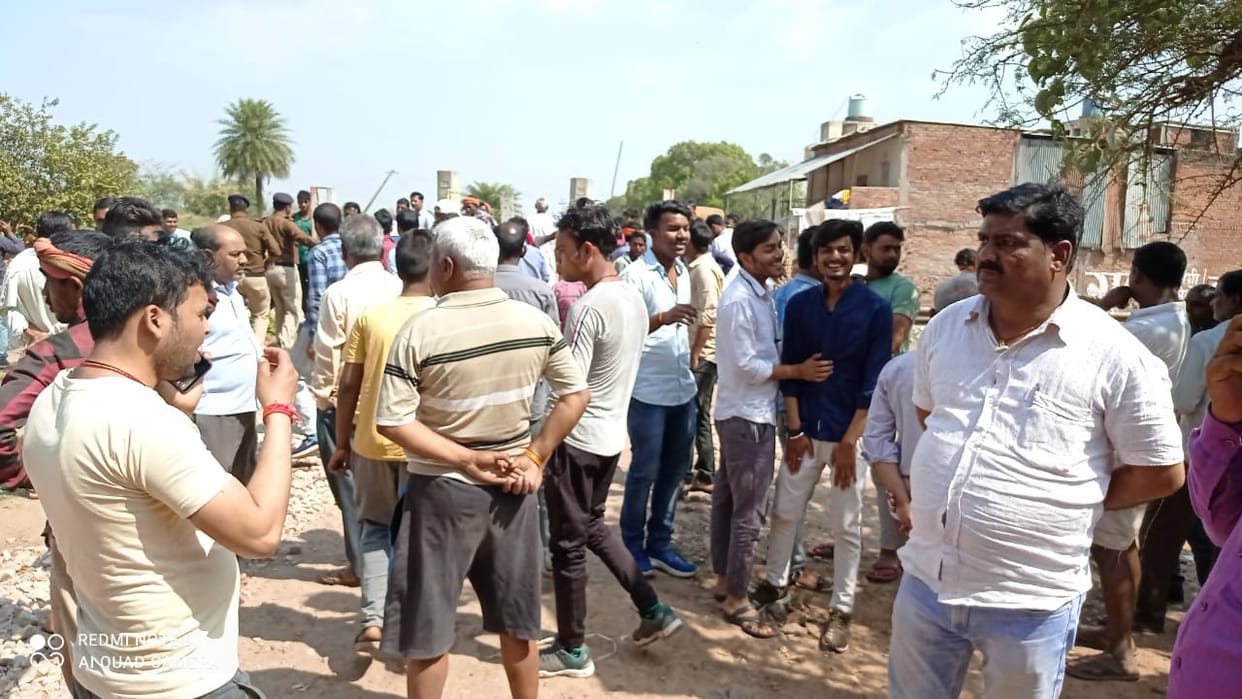 Villagers protest against the closure of railway crossing