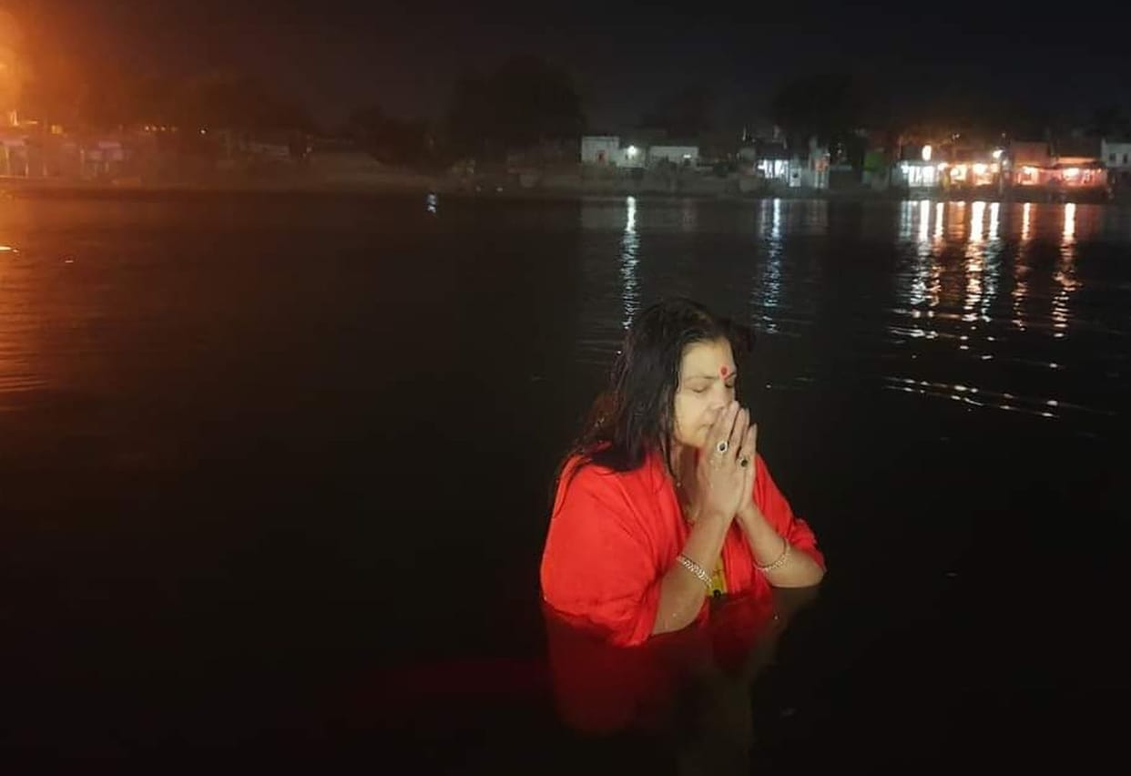 Malini Awasthi took a dip in the Ganges