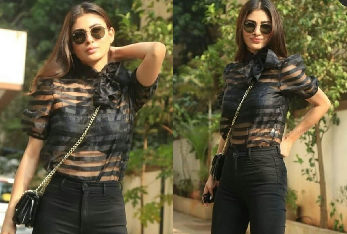 mouni roy flaunts fit body in transparent top with black jeans look gorgeous