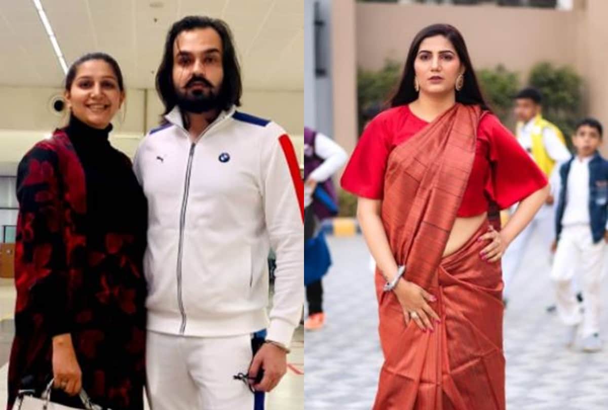 Sapna Choudhary clicked with hubby Veer Sahu at Goa Airport, photo goes viral