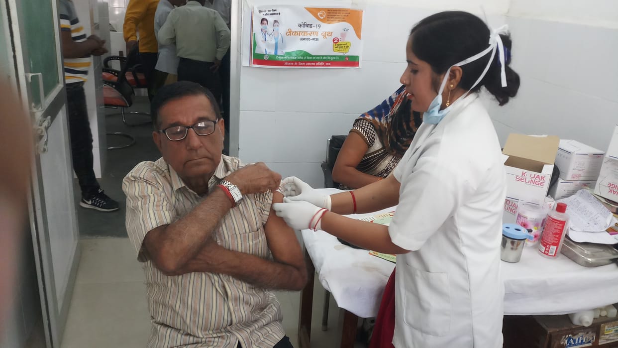 56 elderly people got vaccinated on the first day