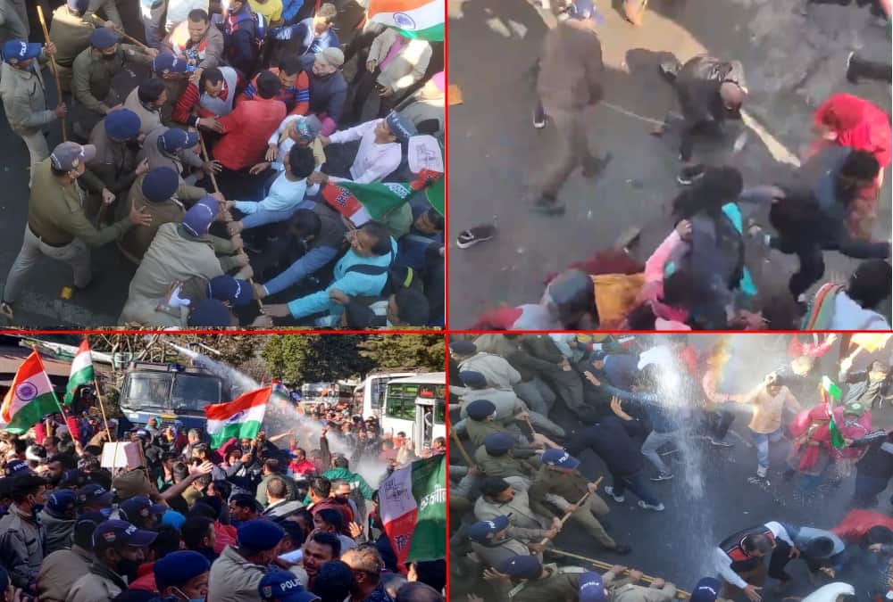 Uttarakhand Budget Assembly Session 2021: Police Lathi charge on Demonstrators And Public Stone pelting on Police Photos