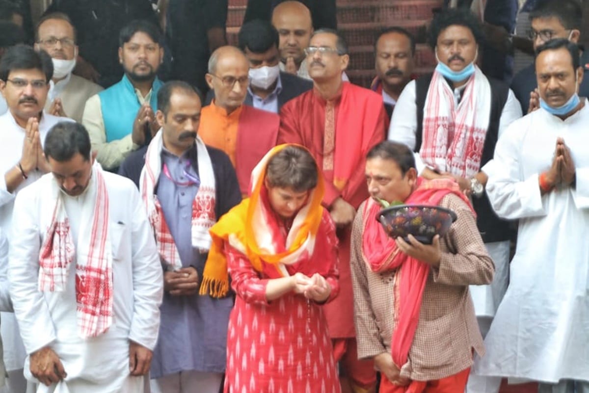 assam assembly election 2021 priyanka gandhi does pooja at kamakhya mandir dance with tribals unemployment congress bjp