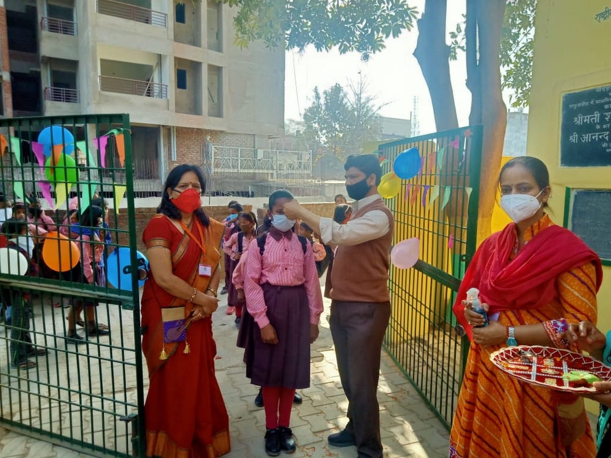 schools open after one year almost teachers welcome students in varanasi
