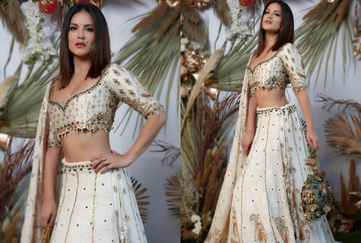 sunny leone look radiant in white lehenga with choli in magazine photoshoot