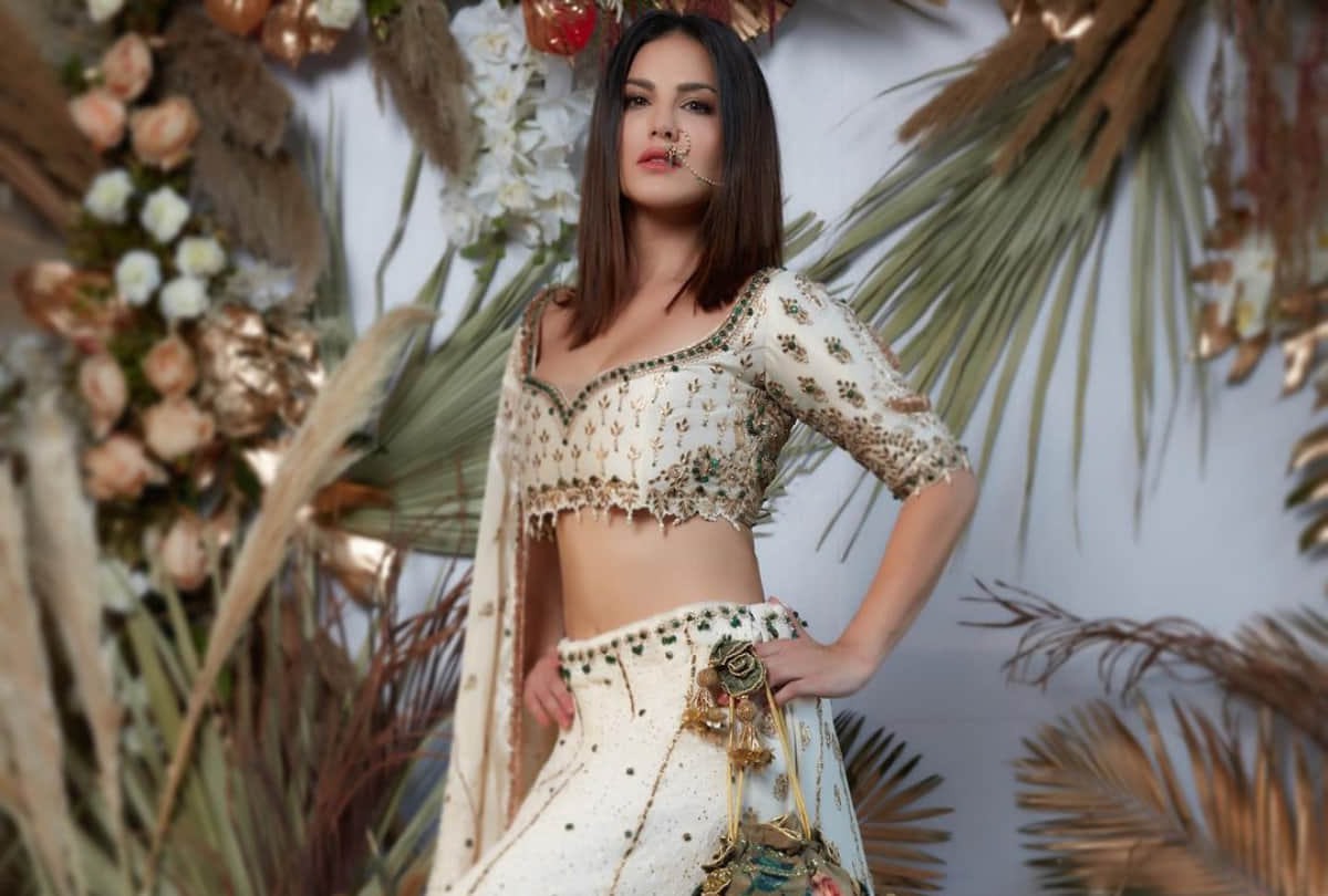 sunny leone look radiant in white lehenga with choli in magazine photoshoot