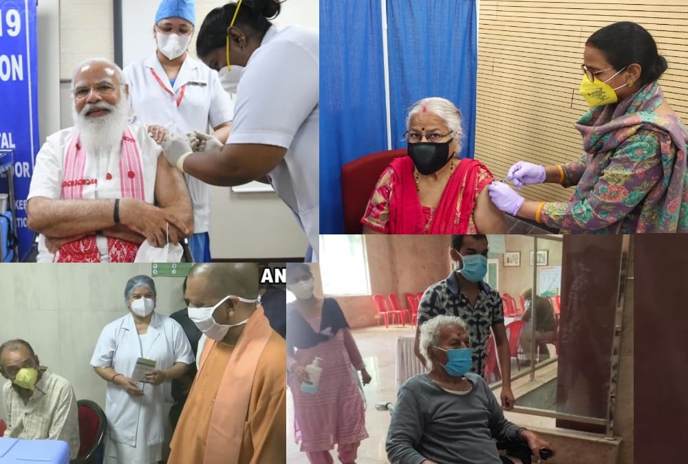 Vaccination starts for old people in Uttar Pradesh.