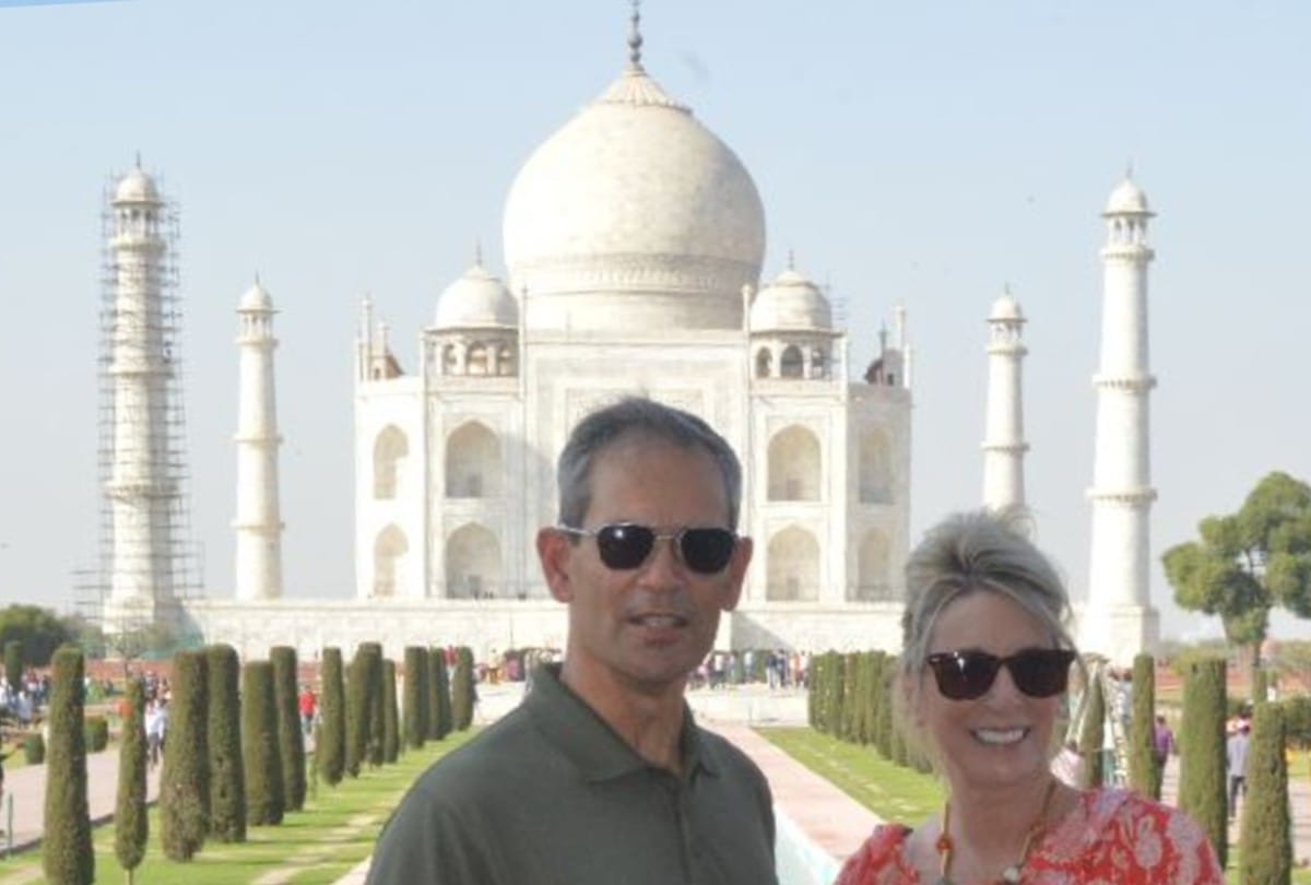 American Air Force Commander visit the Taj Mahal with his wife
