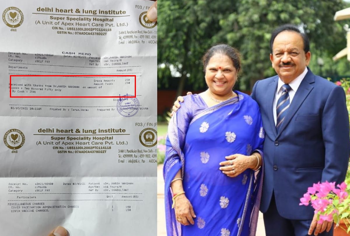 Union health minister dr harsh vardhan and wife gets first doze of covid 19 vaccine