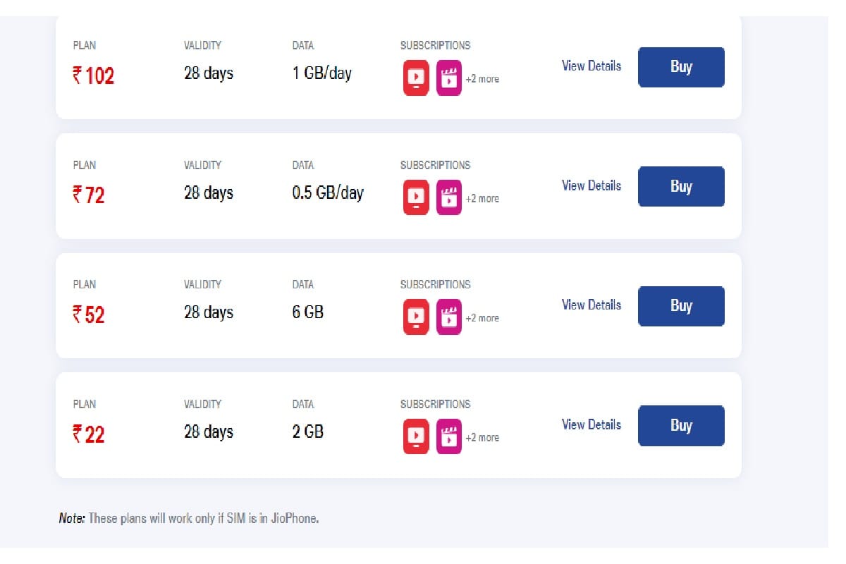 jio phone data plan