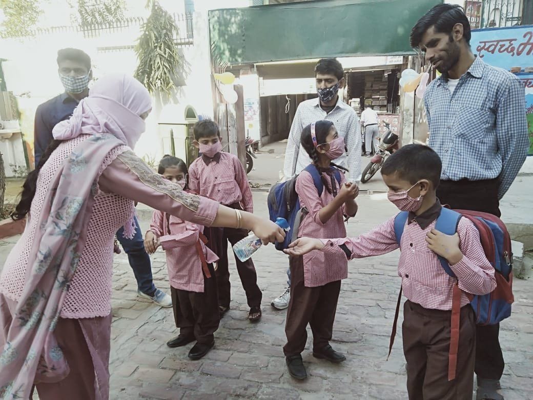 Children received chocolate and toffee in school
