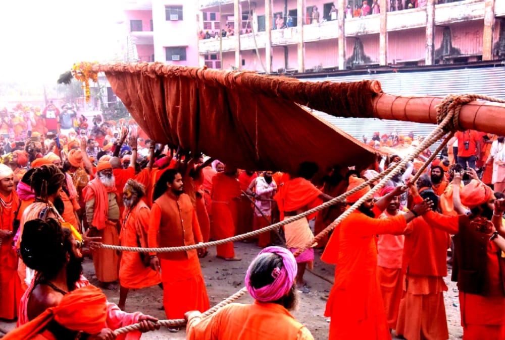 Haridwar Maha Kumbh Mela 2021: Juna Agni  and Ahwan Akhara Dhram Dhwaja Stablished and Kinnar Arena Join first time photos