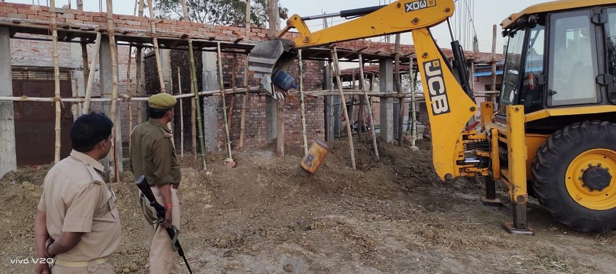 Half a dozen houses being built by encroachment were demolished