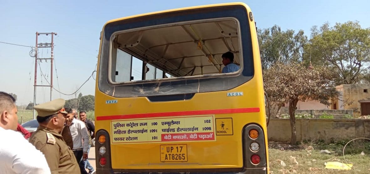 School bus vandalized, three students injured