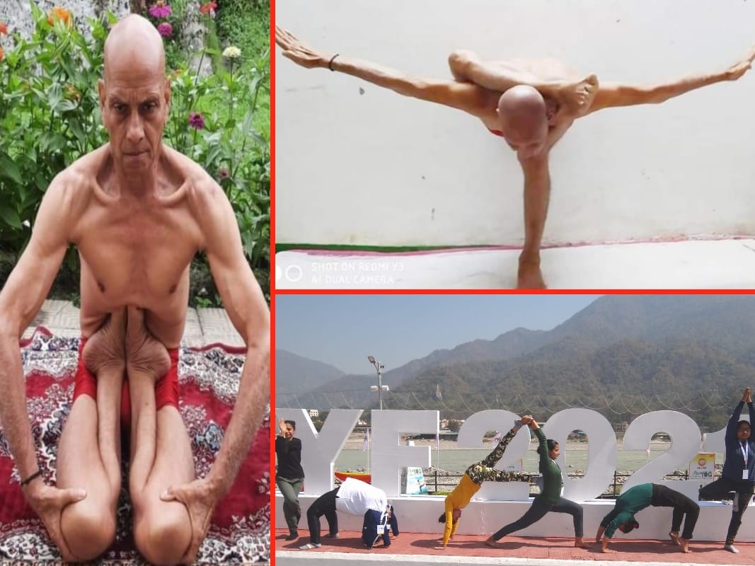 International Yoga Festival 2021 in rishikesh: Swami Jeetananda teaching hatha yoga, see amazing yoga pose in pictures