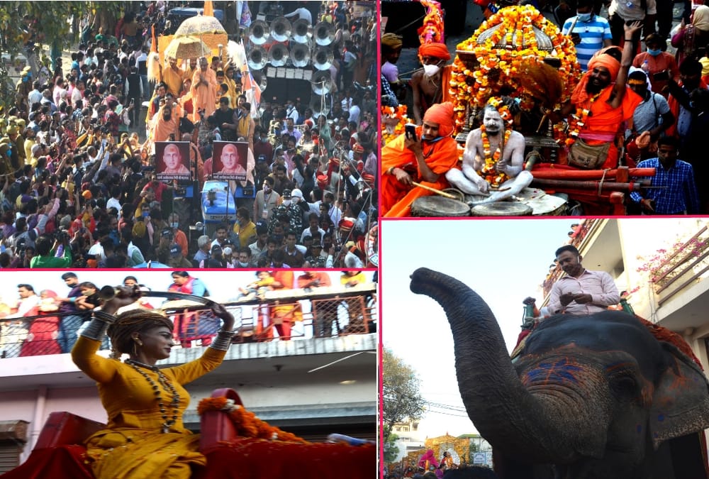 Haridwar Maha Kumbh Mela 2021: Juna Agni and Kinnar akhara Royal Peshwai Photos