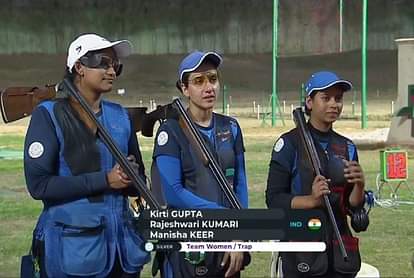 ISSF Shooting World Cup: Indian women trap team of Kirti Gupta, Rajeshwari Kumari, Manisha Keer win the silver medal