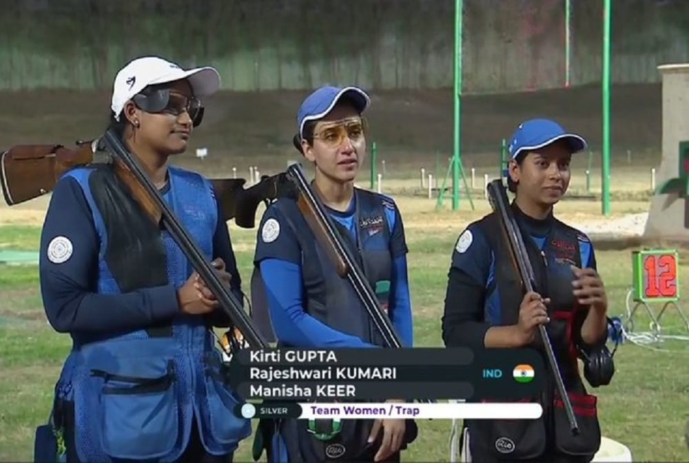 ISSF Shooting World Cup: Indian women trap team of Kirti Gupta, Rajeshwari Kumari, Manisha Keer win the silver medal