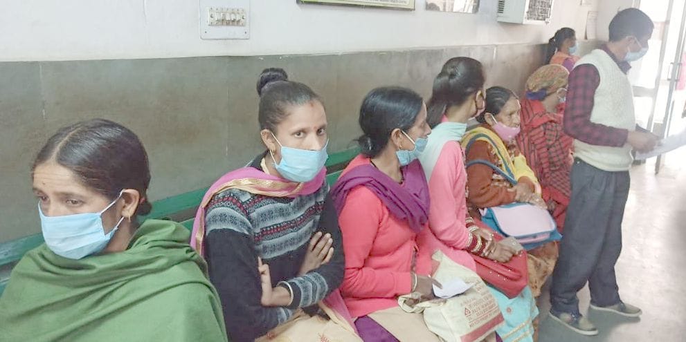Patients stood for half an hour to collect the fee for the test
