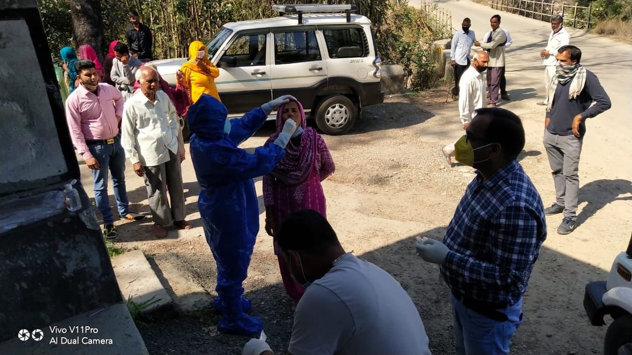 Corona sample for 75 people of Janglu village