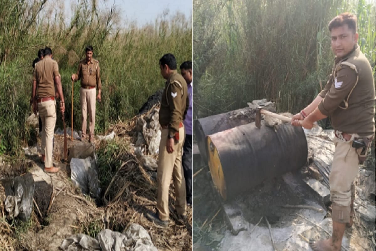 Excise department and police raid in two village of Hastinapur and to destroy raw liquor and see photos