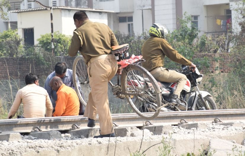 Railway Team reached and villagers protested