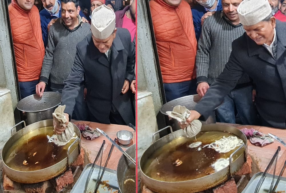 Uttarakhand Former Cm Harish rawat Make Jalebi Sweet in Mussoorie photo